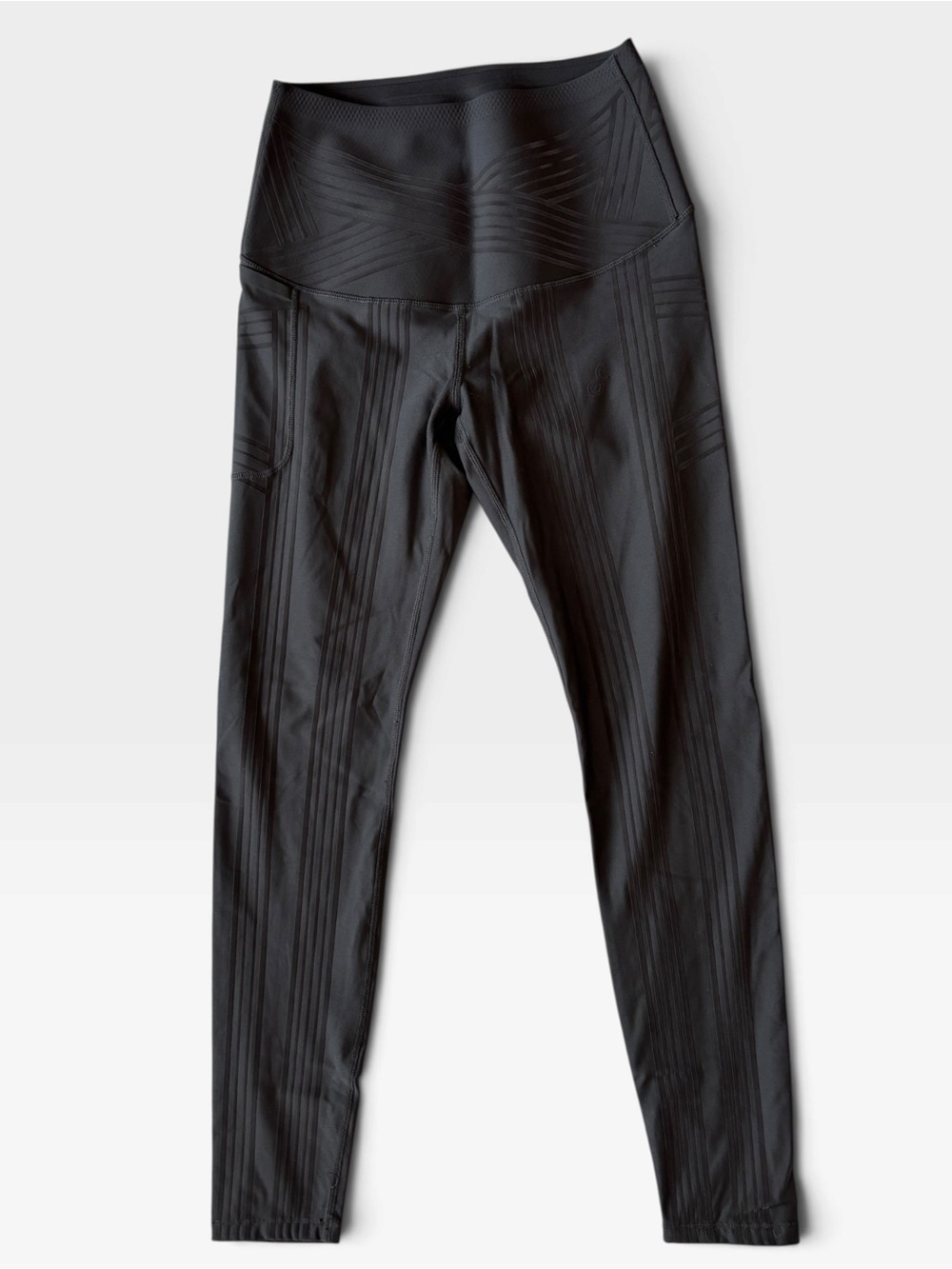 Fanka Gray Body Sculpt Side Pocket Leggings High Rise Geometric Compression - Picture 4 of 11